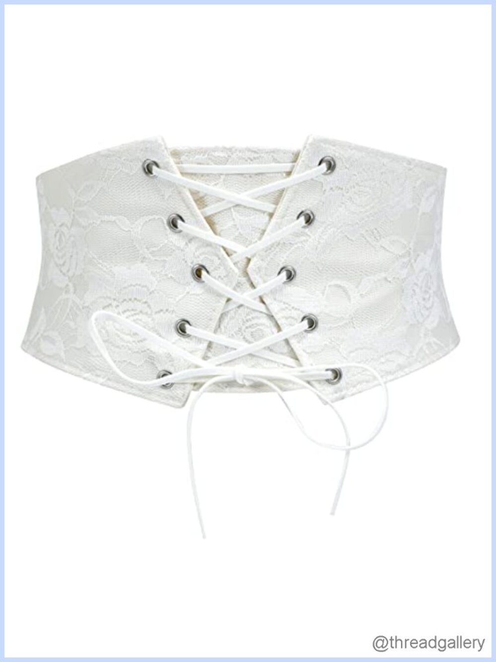 Wide Elastic Lace-Up Corset Belt Vintage Lace Floral Faux Leather